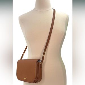 Tory Burch Emerson Saffiano Leather Crossbody in Tan